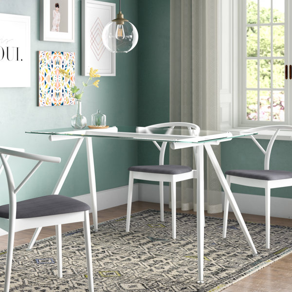 Brayden Studio Woodhouse Contemporary Glass Dining Table Wayfair